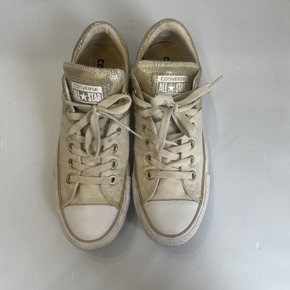 Converse Chuck Taylor All Star Madison Metallic Gold Off White Canvas Shoes Sz 8 - Picture 5 of 14